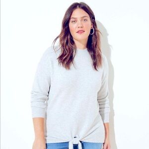 Loft Light Blue Tie Front Hem Sweater
